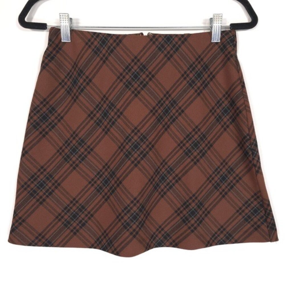 Wilfred Brown Plaid Mini Skirt